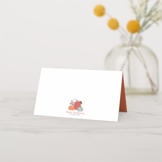 Carte De Placement Simple Chic Citrouilles d'automne Thanksgiving (Devant)