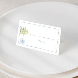 Carte De Placement Simple Citronnier Rayures Bleu Blanc Baby Shower