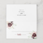 Carte De Placement Simple couleur classique Mariage floral (Extérieur déplié)