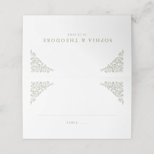 Carte De Placement Simple Delicate Floral Timeless Sage Mariage vert (Extérieur déplié)