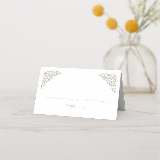 Carte De Placement Simple Delicate Floral Timeless Sage Mariage vert (Devant)