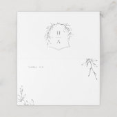 Carte De Placement Simple élégance botanique crête mariage monogramme (Extérieur déplié)