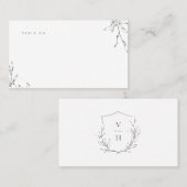 Carte De Placement Simple élégance botanique crête mariage monogramme (Devant / Derrière)
