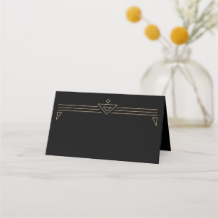 Carte De Placement Simple Élégant Art Déco Noir Doré