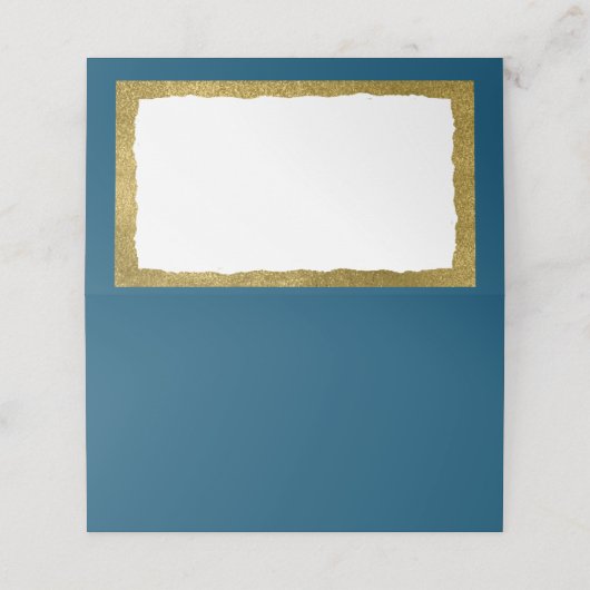 Carte De Placement Simple Elegant Blue Gold Party, événement (Extérieur déplié)