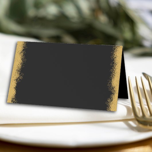 Carte De Placement Simple Elegant Gold Colour Edge Black Place Card