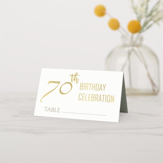 CARTE DE PLACEMENT SIMPLE ÉLÉGANT GOLD GRAY TYPOGRAPHIE 70 ANNIVERSAI (Devant)