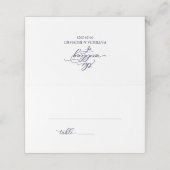 Carte De Placement Simple Élégant Mariage Bleu Marine Script (Extérieur déplié)