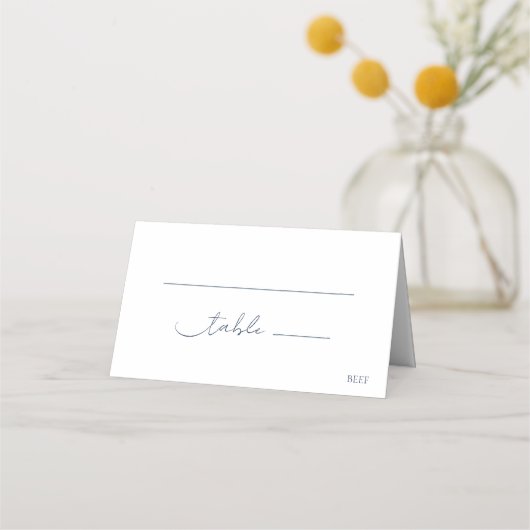 Carte De Placement Simple Elegant Marine Bleu Mariage de script moder (Devant)