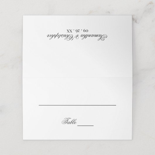 Carte De Placement Simple Élégant Noir & Blanc Écrire En Mariage (Extérieur déplié)