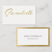 CARTE DE PLACEMENT SIMPLE ÉLÉGANT OR BLANC TYPOGRAPHIE 70 ANNIVERSAIR (Devant / Derrière)