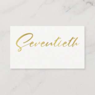 CARTE DE PLACEMENT SIMPLE ÉLÉGANT OR BLANC TYPOGRAPHIE 70 ANNIVERSAIR