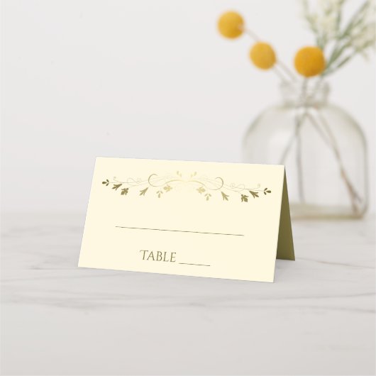 Carte De Placement Simple élégante Filigree Gold & Cream Mariage (Devant)