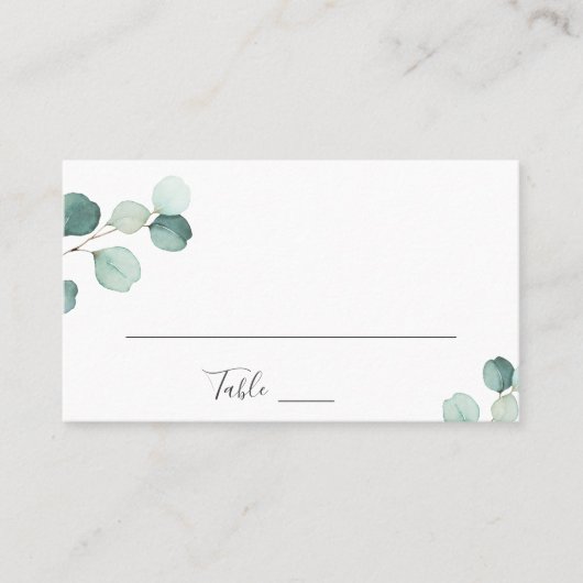 Carte De Placement Simple Élégante Verdure Mariage Rustique Eucalyptu (Devant)