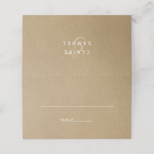 Carte De Placement Simple Faux Rustique Mariage Kraft (Extérieur déplié)