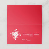 Carte De Placement Simple flocon de neige Rouge Blanc Mariage de Noël (Extérieur déplié)