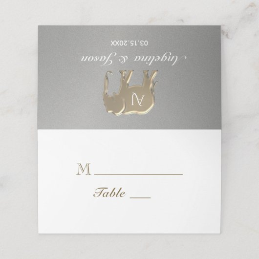 Carte De Placement Simple Mariage Argent (Extérieur déplié)