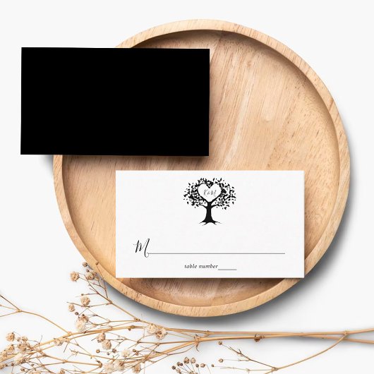 Carte De Placement Simple Mariage de l'arbre cardiaque du Monogramme 