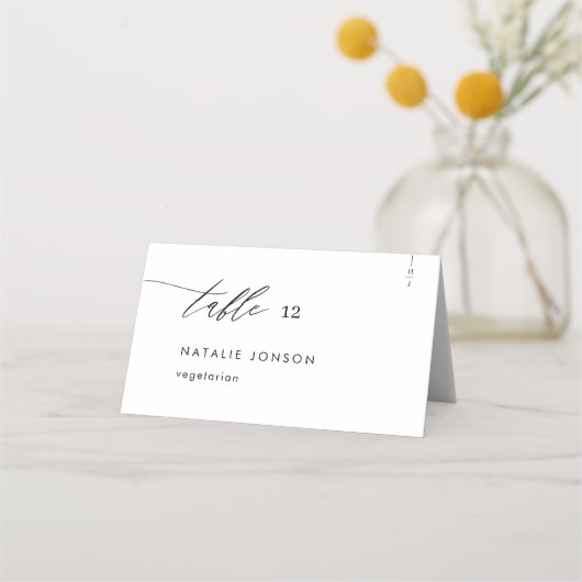 Carte De Placement Simple Mariage De Repas Noir Et Blanc (Devant)
