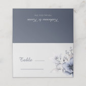 Carte De Placement Simple Mariage floral bleu Dusty (Extérieur déplié)