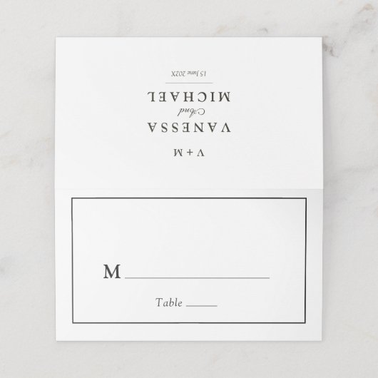 Carte De Placement simple mariage noir et blanc unique (Extérieur déplié)