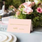 Carte De Placement Simple Mariage Rose Pâle Calligraphie Dorée