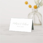 Carte De Placement Simple Mariage Vert Sauge Script (Dos)