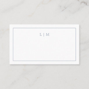Carte De Placement Simple Monogram Bleu Poussiéreux Mariage Élégant