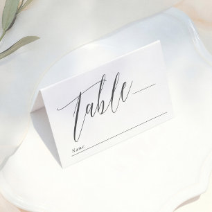 Carte De Placement Simple Monogramme Mariage Calligraphie Noir & Blan