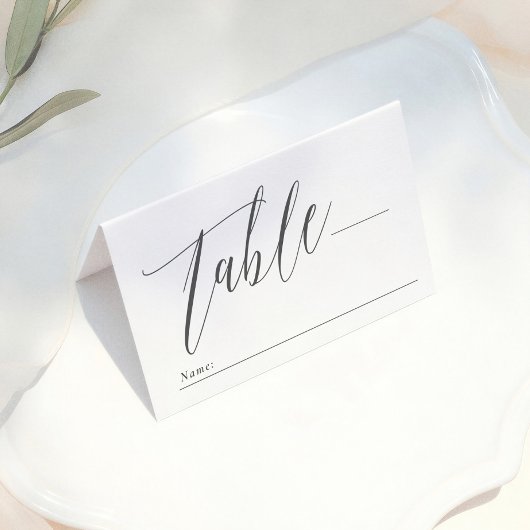 Carte De Placement Simple Monogramme Mariage Calligraphie Noir & Blan