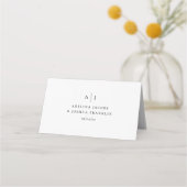 Carte De Placement Simple Monogramme Mariage Calligraphie Noir & Blan (Dos)