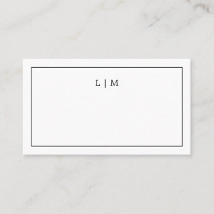 Carte De Placement Simple Monogramme Noir et Blanc Mariage Élégant