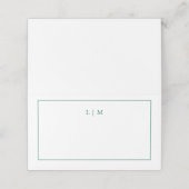 Carte De Placement Simple Monogramme Vert Émeraude Mariage Élégant (Extérieur déplié)