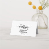 Carte De Placement Simple Noir Calligraphie Pork Repas Option Mariage (Dos)