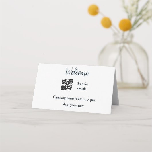 Carte De Placement Simple ouverture de bienvenue code-barres QR ajout (Devant)