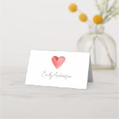 Carte De Placement Simple Pink Heart Folded Place Card (Devant)
