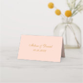 Carte De Placement Simple Rose Pâle Calligraphie Dorée Mariage (Dos)