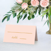 Carte De Placement Simple Rose Pâle Calligraphie Dorée Mariage