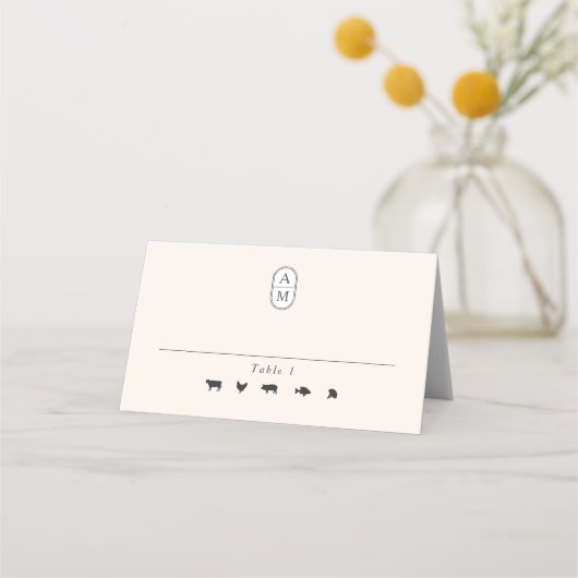 Carte De Placement Simples initiales beige, modernes, options de repa (Dos)