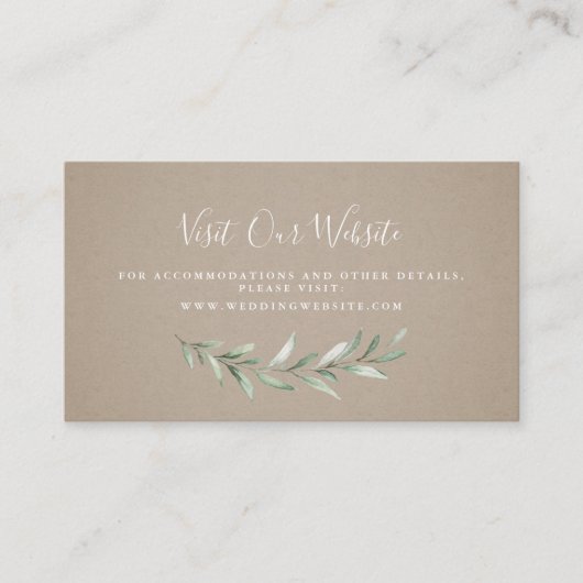 Carte De Placement Site du mariage de la verdure Kraft Insérer une ca (Devant)