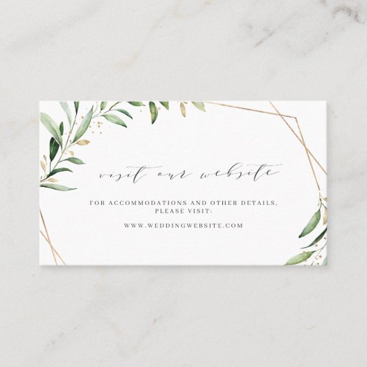 Carte De Placement Site Internet Mariage Gold Green Moderne Insérer u (Devant)