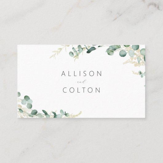 Carte De Placement Site mariage de l'eucalyptus rustique (Dos)