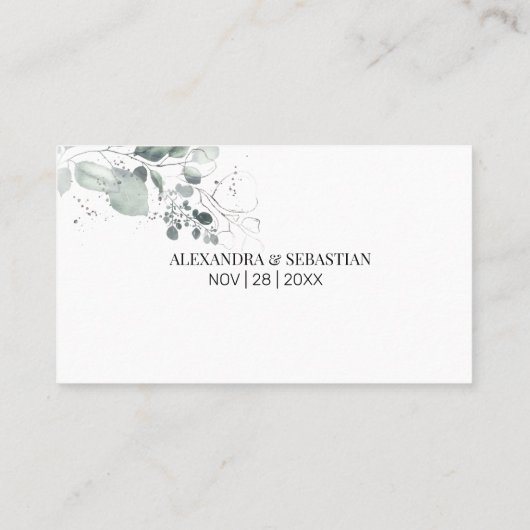 Carte De Placement Site mariage de verdure d'aquarelle Insérer une ca (Dos)