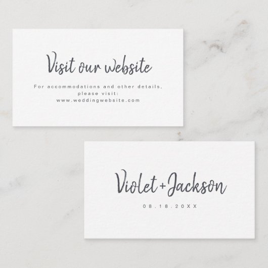 Carte De Placement Site Web du mariage de script minimal Insérer une  (Devant / Derrière)