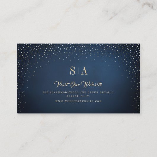 Carte De Placement Site Web du monogramme Marine & Gold Parties scint (Devant)