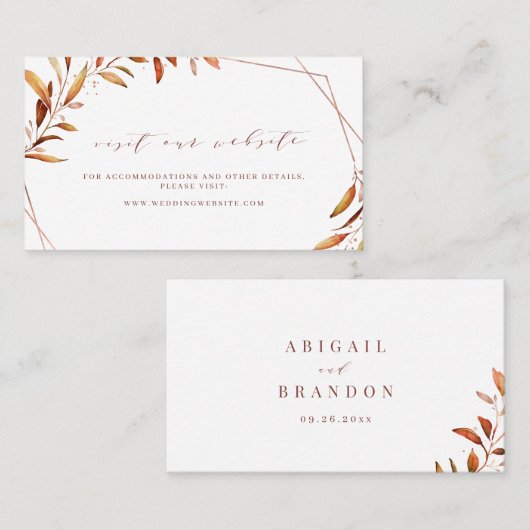 Carte De Placement Site Web Mariage de Modern Fall Greenery Insérer u (Devant / Derrière)