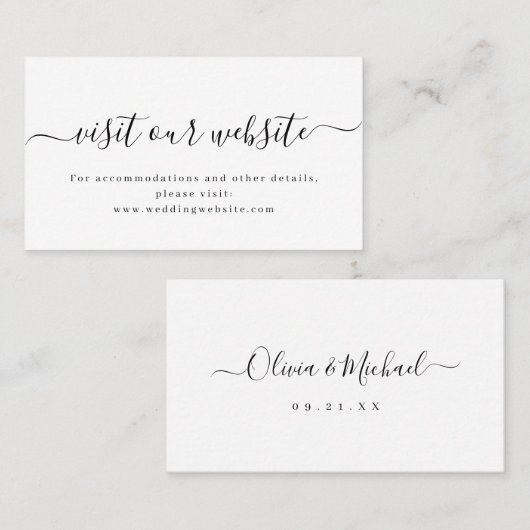 Carte De Placement Site Web mariage de script simple et élégant Insér (Devant / Derrière)