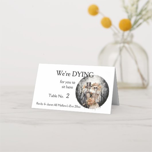 Carte De Placement Skeleton Couple Mariage (Devant)