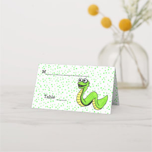 Carte De Placement Smiling mignon serpent vert clair jaune sur les po