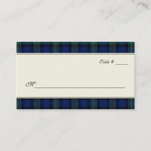 Carte De Placement Smith Tartan Plaid Mariage Escort Place Card (Devant)